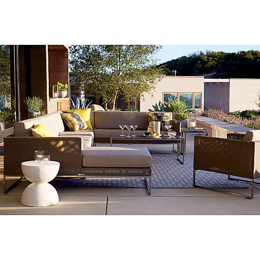 Dune Outdoor Coffee Table with Taupe Painted Glass