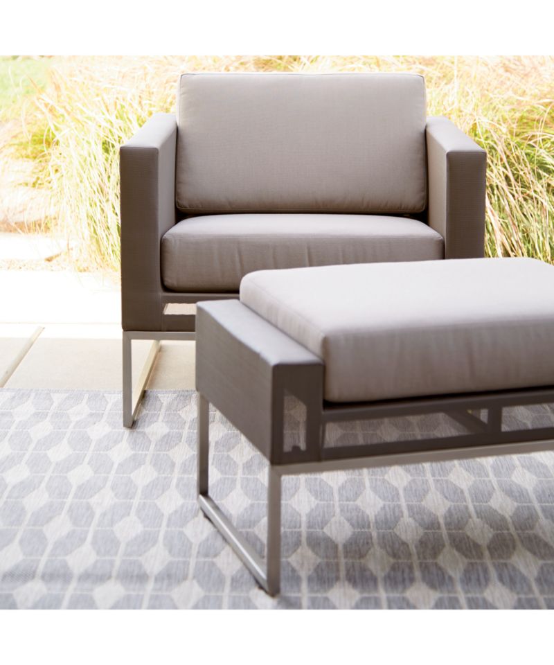 Dune Taupe Outdoor Ottoman with Sunbrella ® Cushion