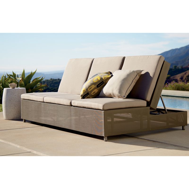 Dune Taupe Double Outdoor Chaise Sofa Lounge with Sunbrella ® Cushions - image 3 of 10