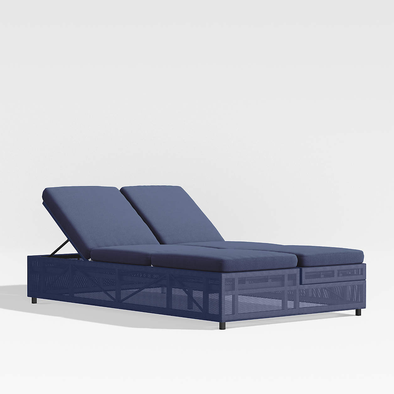 Dune Navy Double Outdoor Patio Chaise Sofa Lounge with Sunbrella
