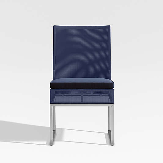 Dune Navy Outdoor Dining Side Chair with Sunbrella ® Cushion