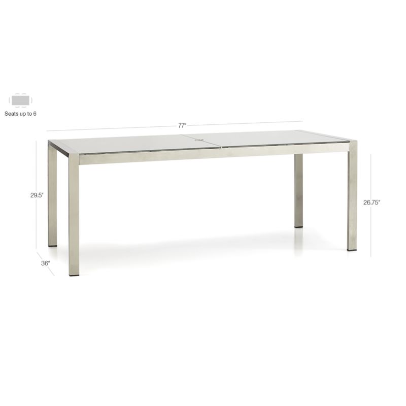 View Dune 77" Rectangular Outdoor Dining Table with Taupe Painted Glass - image 2 of 11