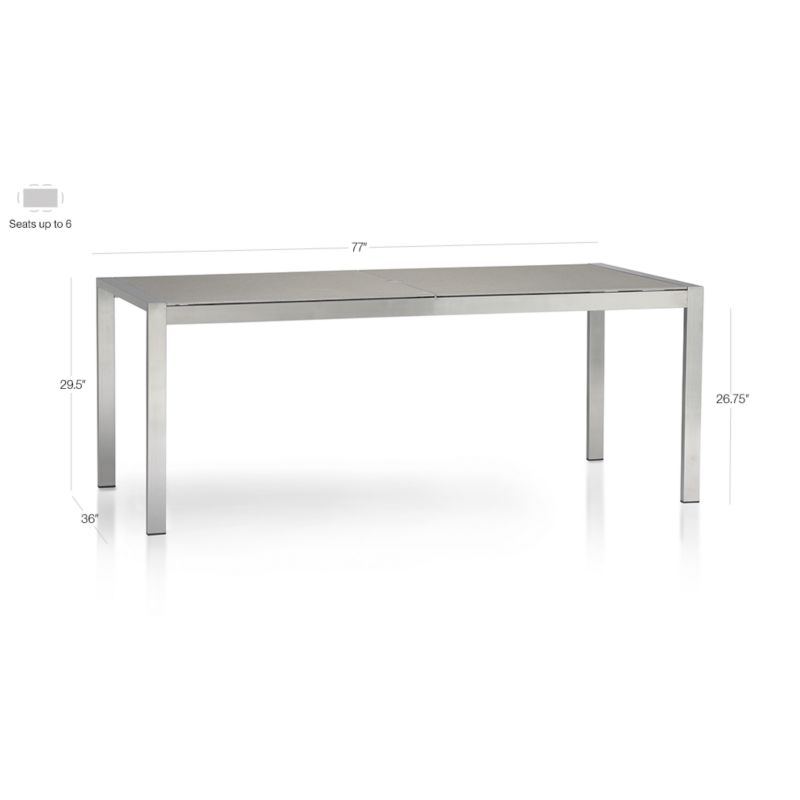 View Dune Rectangular Outdoor Dining Table with Pebbled Glass - image 2 of 13