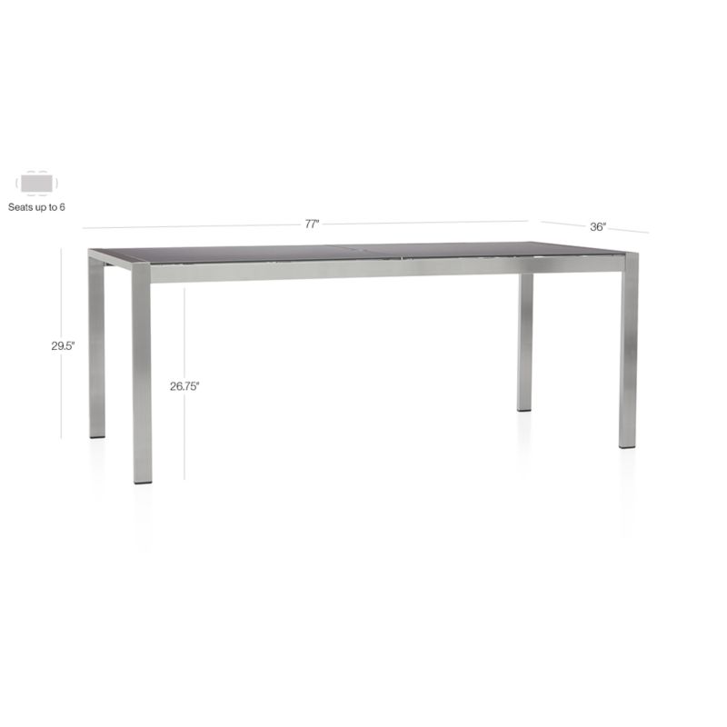 View Dune 77" Rectangular Outdoor Dining Table with Painted Charcoal Glass - image 2 of 7