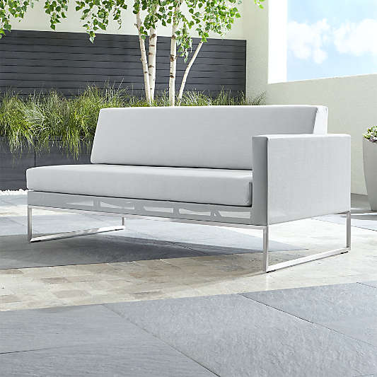 Dune Light Grey Right Arm Loveseat with Sunbrella ® Cushions