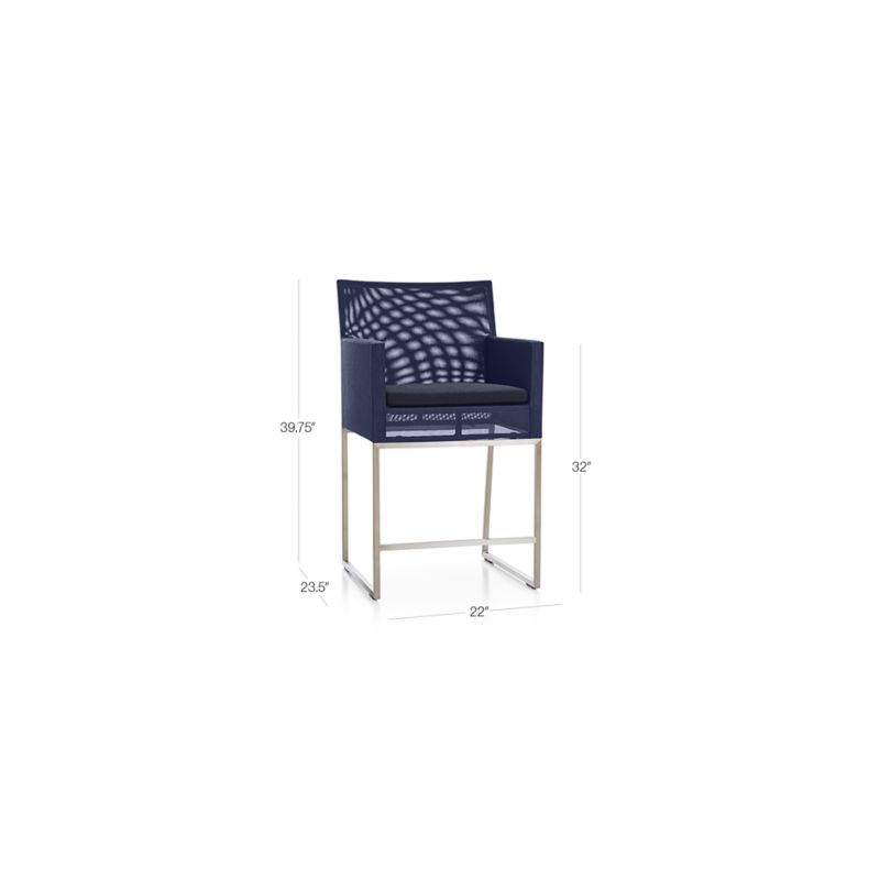 Dune Navy Outdoor Counter Stool with Sunbrella ® Cushion