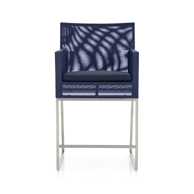 Dune Navy Outdoor Counter Stool with Sunbrella ® Cushion