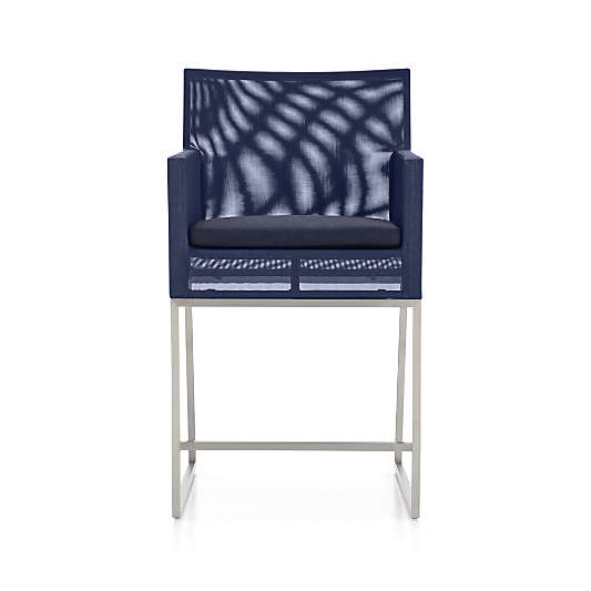 Dune Navy Outdoor Counter Stool with Sunbrella ® Cushion