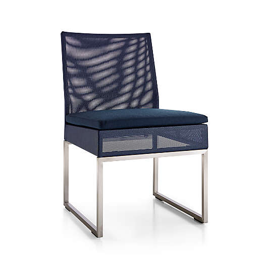 Dune Navy Outdoor Dining Side Chair with Sunbrella ® Cushion