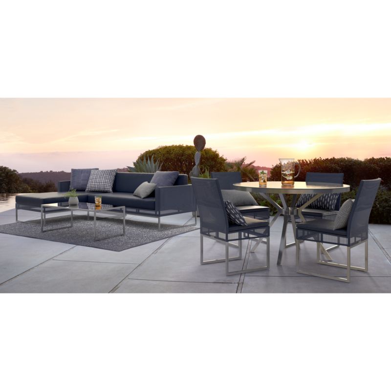 Dune Navy Outdoor Dining Side Chair with Sunbrella ® Cushion