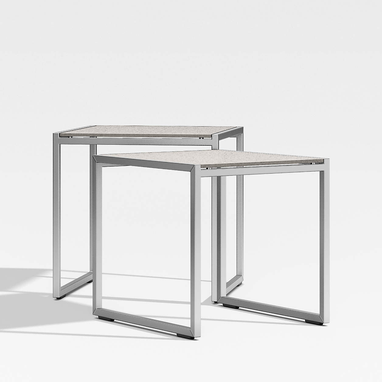 Dune Outdoor Patio Nesting Tables with Taupe Painted Glass, Set of 2