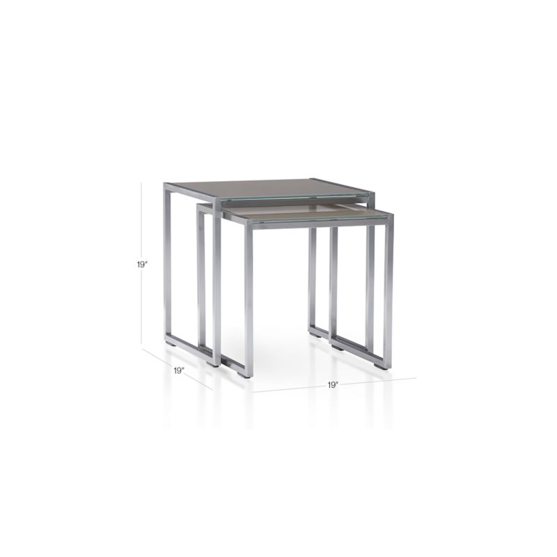 Dune Outdoor Nesting Tables with Taupe Painted Glass, Set of 2