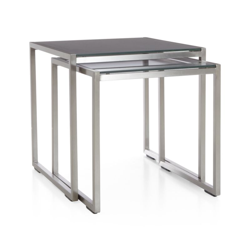 Dune Outdoor Nesting Tables with Charcoal Painted Glass Set of Two