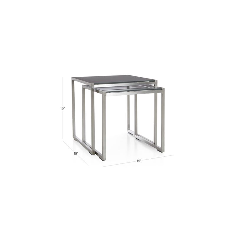 Dune Outdoor Nesting Tables with Charcoal Painted Glass Set of Two