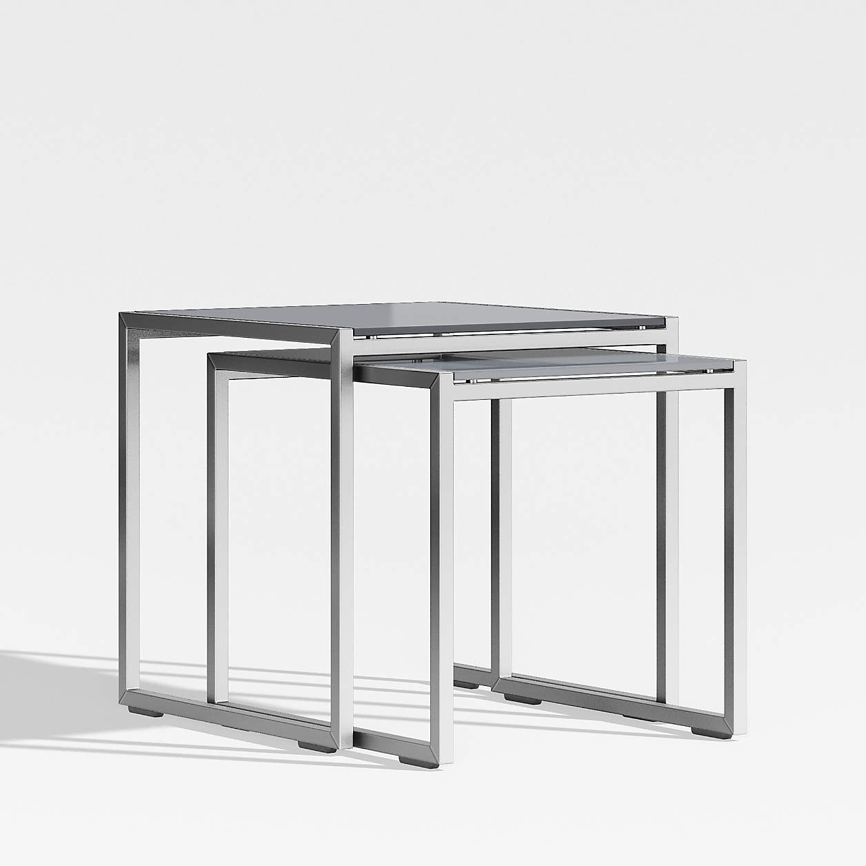 Dune Outdoor Patio Nesting Tables with Charcoal Painted Glass Set of