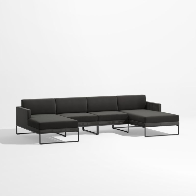Dune Black Double Chaise Outdoor Sectional Sofa