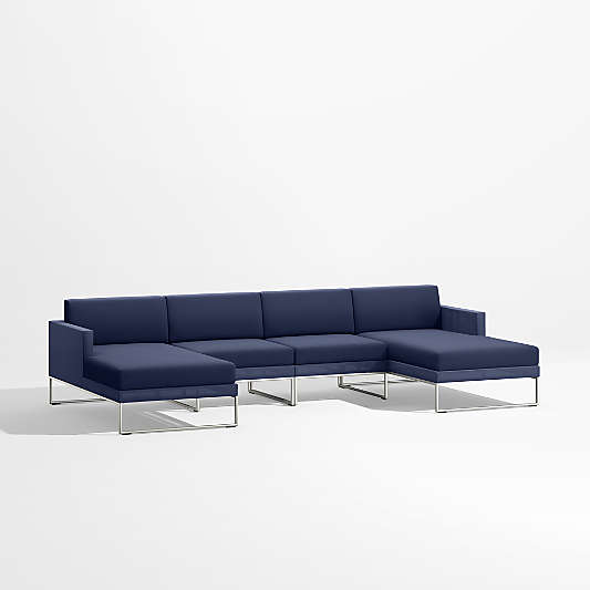 Dune Navy Double Chaise Outdoor Sectional Sofa