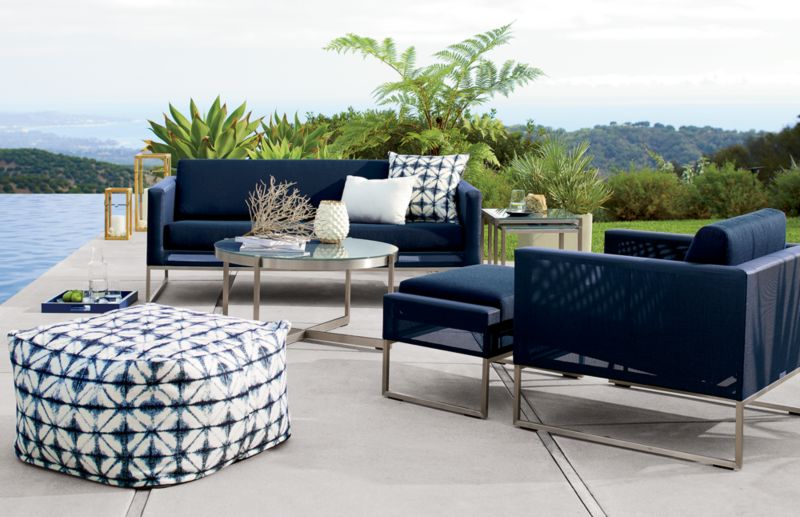 Dune Round Outdoor Coffee Table with Charcoal Painted Glass