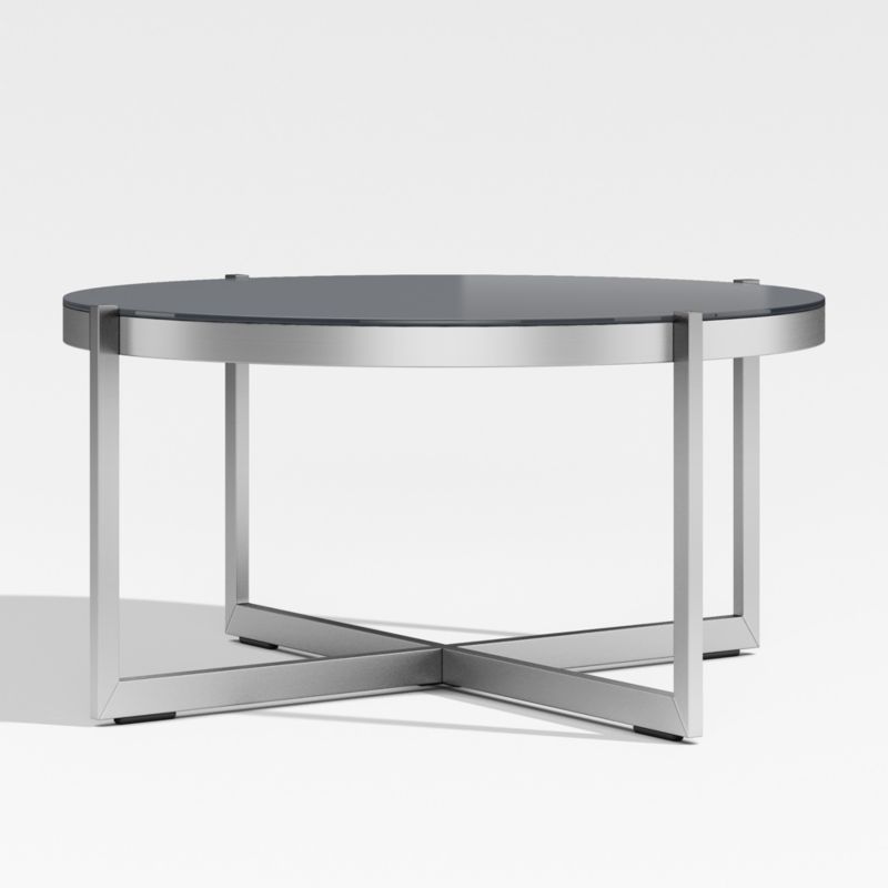 Dune Round Outdoor Coffee Table with Charcoal Painted Glass