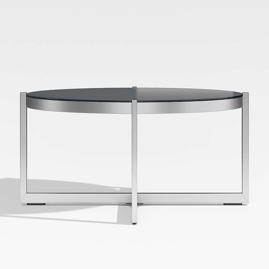 Dune Round Outdoor Patio Coffee Table with Charcoal Painted Glass