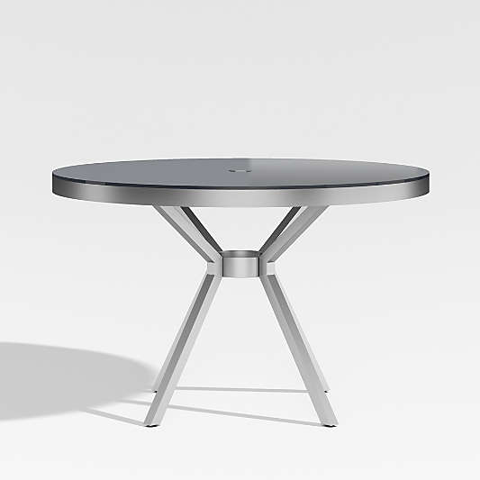 Dune Round Outdoor Dining Table with Painted Charcoal Glass