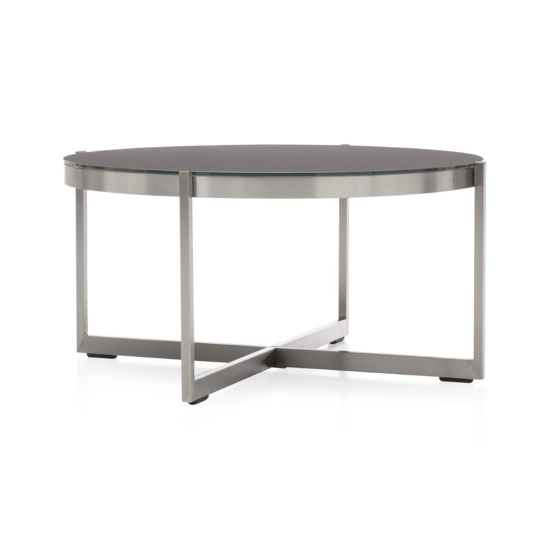 Dune Round Outdoor Coffee Table with Charcoal Painted Glass
