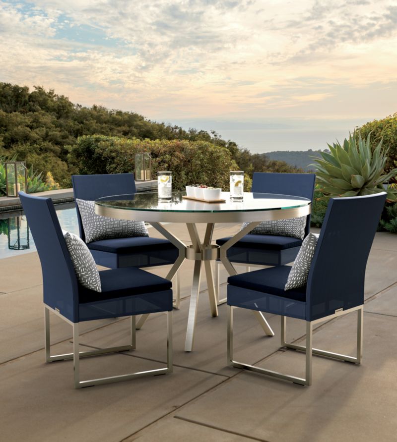 Dune Navy Outdoor Dining Side Chair with Sunbrella ® Cushion