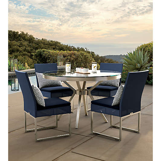 Dune Navy Outdoor Dining Side Chair with Sunbrella ® Cushion