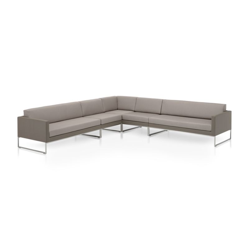 Dune 5-Piece Taupe L-Shaped Outdoor Sectional Sofa with Sunbrella ® Cushions - image 4 of 5