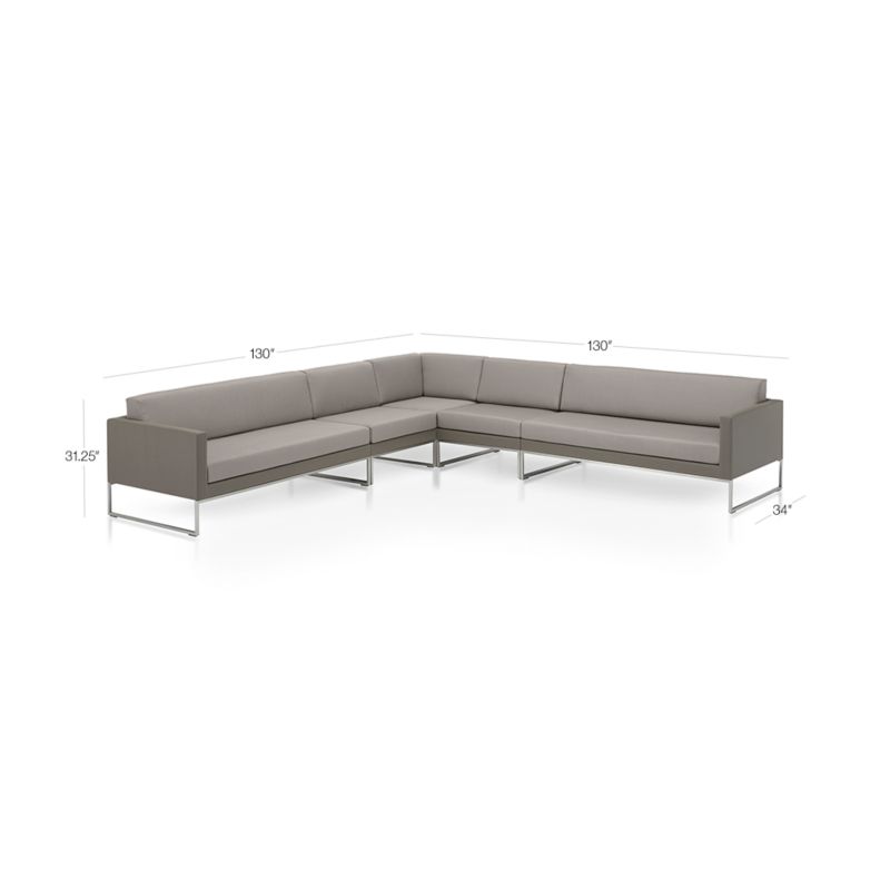 Dune 5-Piece Black and White L-Shaped Outdoor Sectional Sofa