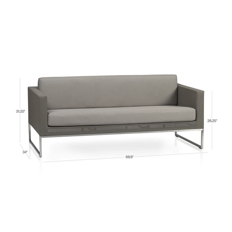 View Dune 68" Taupe Outdoor Sofa with Sunbrella ® Cushions - image 2 of 11