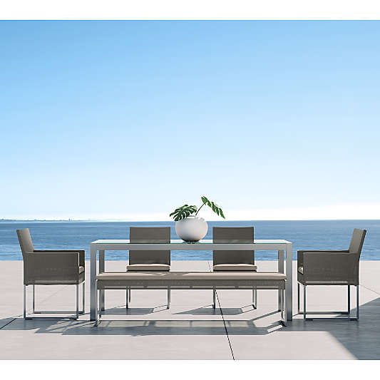 Dune 77" Rectangular Outdoor Dining Table with Taupe Painted Glass