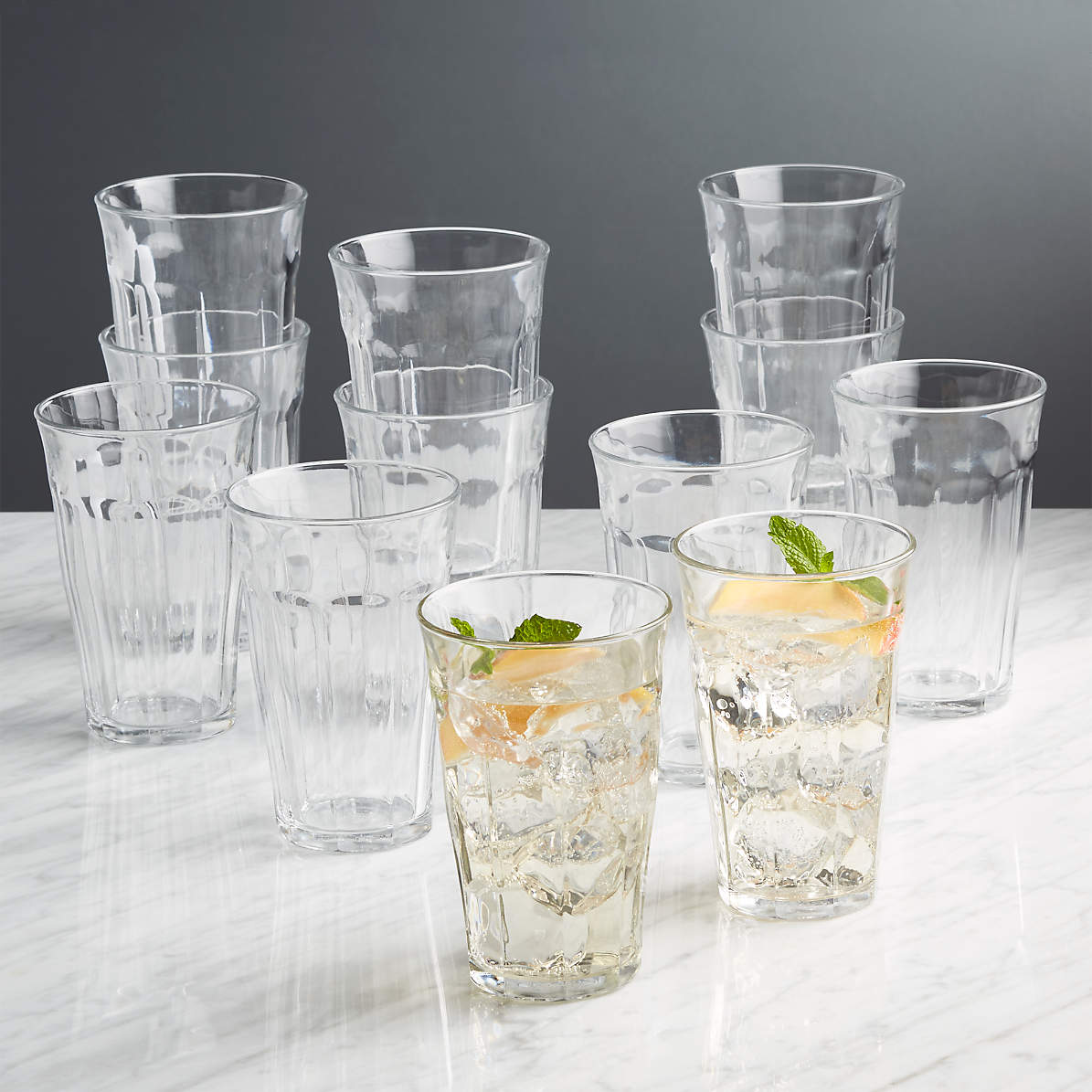 Duralex Picardie Glass Drinking Glasses - Assorted Set of 24