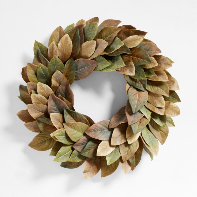 Large Faux Magnolia Wreath | Crate & Barrel