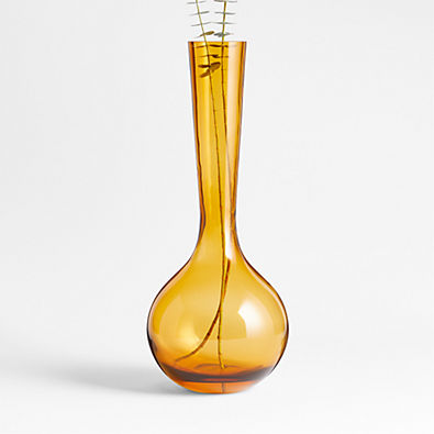 View Dyon Large Amber Glass Vase 19" details