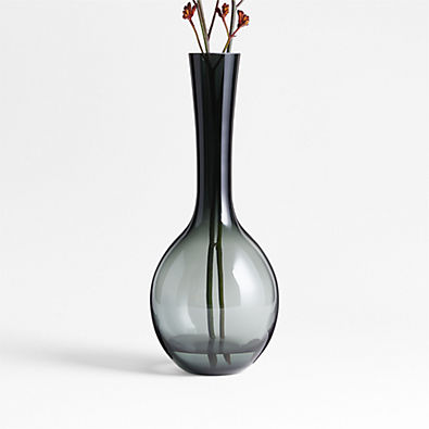 View Dyon Medium Grey Glass Vase 15" details