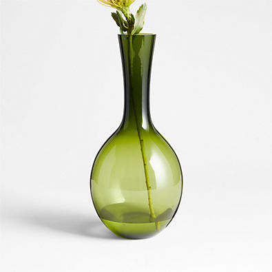 View Dyon Small Olive Green Glass Vase 12" details