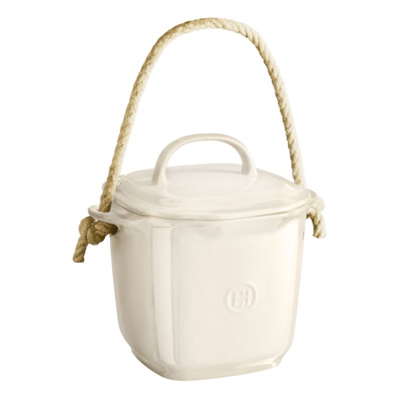 Emile Henry Clay Ceramic Compost Bin with Lid and Rope Handle - image 4 of 5