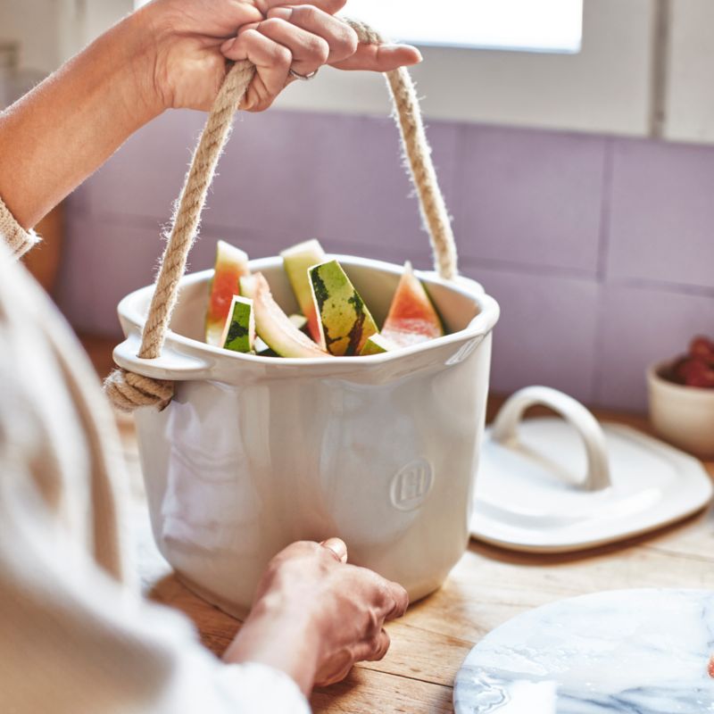 Emile Henry Clay Ceramic Compost Bin with Lid and Rope Handle - image 1 of 5