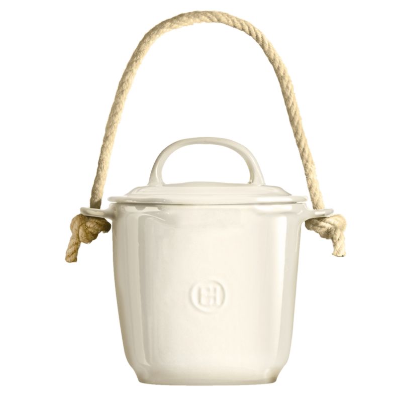 Emile Henry Clay Ceramic Compost Bin with Lid and Rope Handle - image 2 of 5