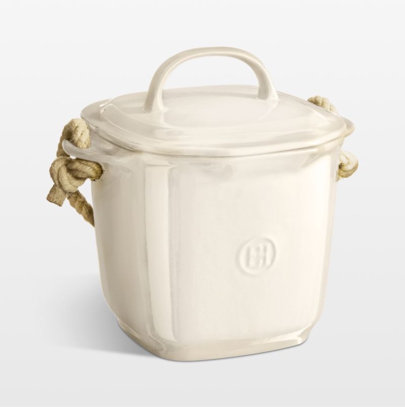 Emile Henry Clay Ceramic Compost Bin with Lid and Rope Handle - image 0 of 5