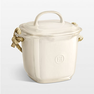 View Emile Henry Clay Ceramic Compost Bin with Lid and Rope Handle details