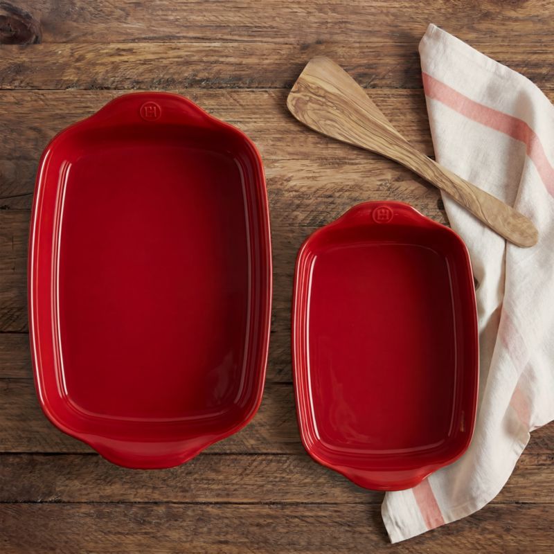 Emile Henry Burgundy Ceramic Rectangular Bakers, Set of 2 - image 1 of 5