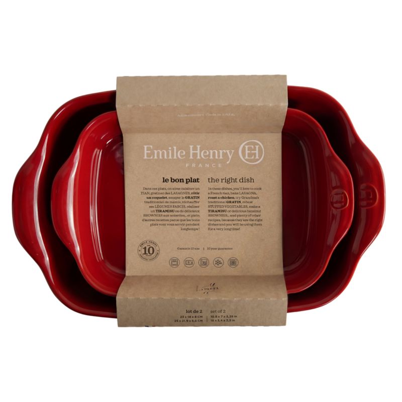 Emile Henry Burgundy Ceramic Rectangular Bakers, Set of 2 - image 3 of 5