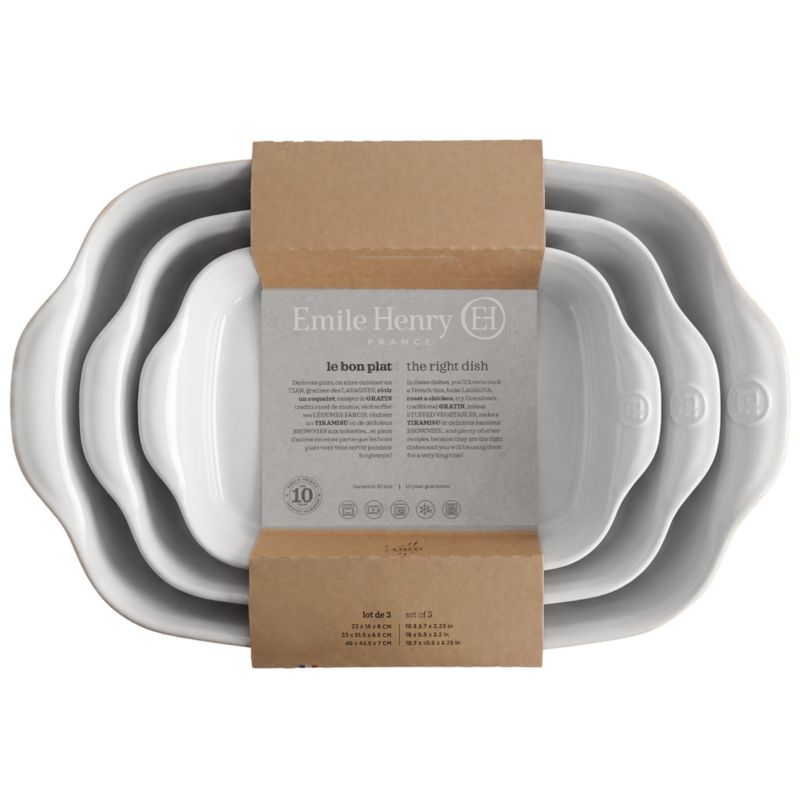 Emile Henry Flour Ceramic Rectangular Bakers, Set of 3 - image 2 of 3