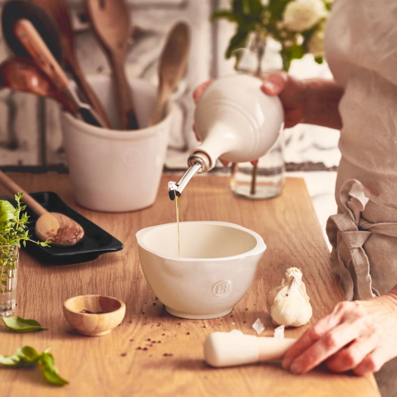 Emile Henry Oil Cruet and Spoon Rest Set in Clay - image 3 of 7