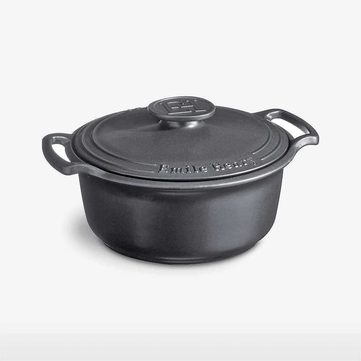 Emile Henry 4Qt. Grey Round Ceramic Dutch Oven Stewpot Cocotte Crate