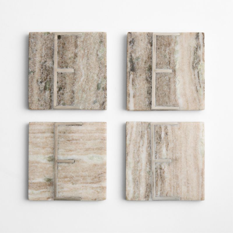 Tuscan Kitchen Marble "E" Monogram Coasters, Set of 4 - image 3 of 4