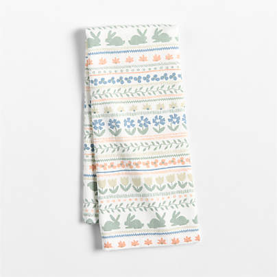 Easter Fair Isle Printed Organic Cotton Kitchen Dish Towel