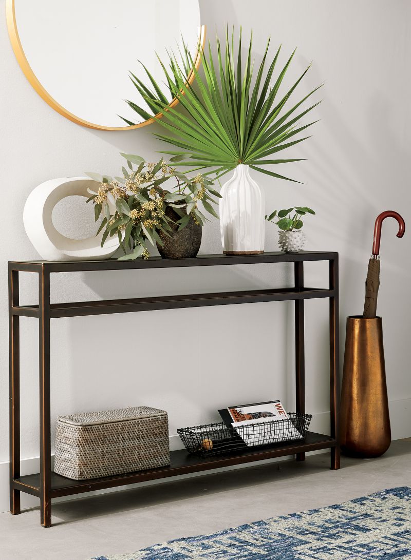 Echelon 48" Rectangular Bronze Iron Console Table with Shelf - image 6 of 13